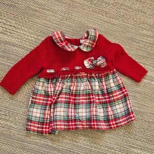 Christmas Plaid Knit Dress Girls Size 0-3 Months